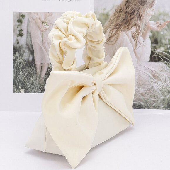 Nylon Top Handle Bag With Bow Front Clutch - Picture 11 of 12